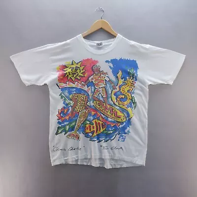 Vintage Cream Tea London T Shirt 3XL White Cosmic Charlie 80s Art  Double Side • £44.99