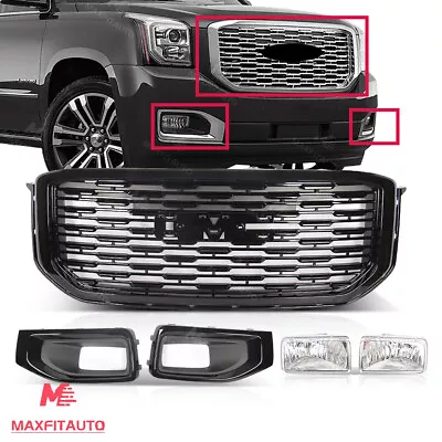 $289.99 • Buy Fits GMC Yunkon XL 2015-2020 Front Grille DL-Style Black Fog Light W/Bezels 5PCS