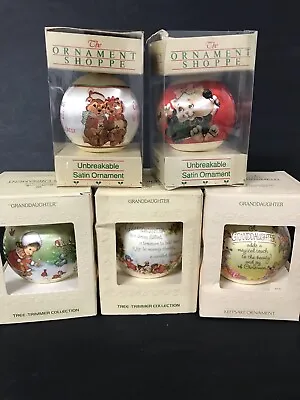 Lot Of 5 Vintage Silk/shrink Wrapped Christmas Ornaments Granddaughter Theme • $13