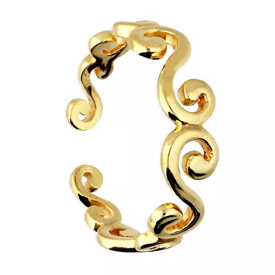 9ct Yellow Gold On Silver Toe Ring - Swirl Design - Adjustable • £11.95