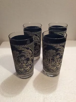 Vintage: (4) Currier & Ives   Old Grist Mill   51/2  Glass Tumblers • $30