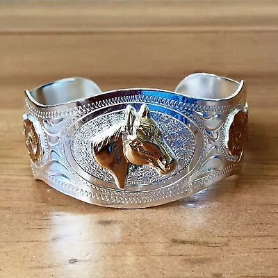 Vintage Justin Boots Silver Western Horse Bracelet Cuff • $25