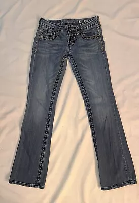 Miss Me Jeans Womens 26 Blue Jeans Denim Mid Rise Jeans Signature Boot Bling  • $22.95