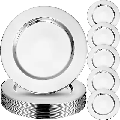 12 Packs Stainless Steel Charger Plates 13 Inch Round Metal Silver Charger Plate • $75.40