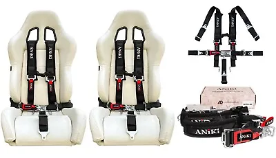 2 ANIKI BLACK 5 POINT 2  LATCH & LINK SEAT BELT HARNESS W/ SHOULDER PAD UTV ATV • $122.88