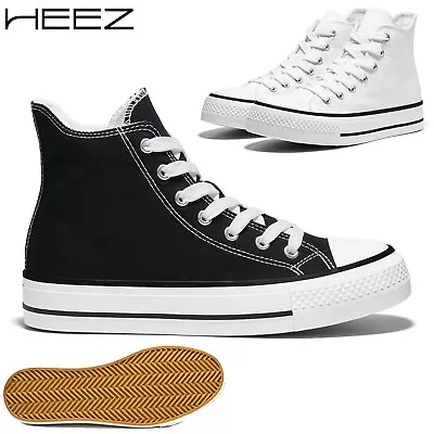 HEEZ Women Platform Fashion Sneaker High-Top Lace-Up Canvas Casual Tennis Shoes • $32.99