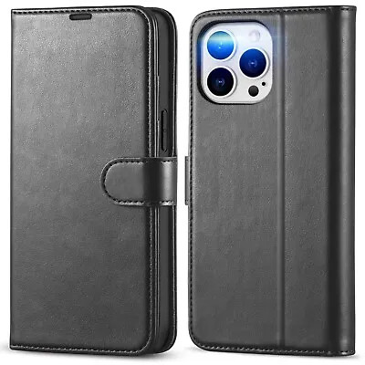 Case For IPhone 15 14 Pro Max 13 12 11 XS XR X Flip Leather Wallet Phone Cover • £4.99