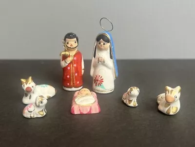 Vintage Miniature  7 Pc Nativity Set Made In MEXICO Hand Painted • $12.99