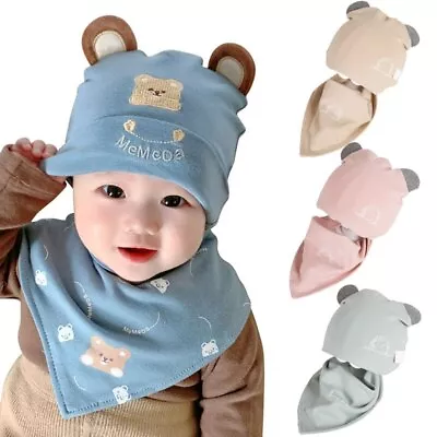 Newborn Baby Beanie Hat&scarf Autumn Winter Baby Hats Infant Girl Boy Cotton Cap • £3.87