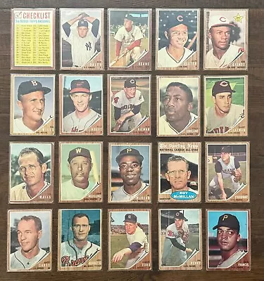 Vintage 20 Card Lot Of 1962 Topps Baseball Cards-good Condition-been In Sleeves • $6.50