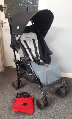 £99.99 • Buy Maclaren Black & Grey Stroller With Raincover And Sun Visor 
