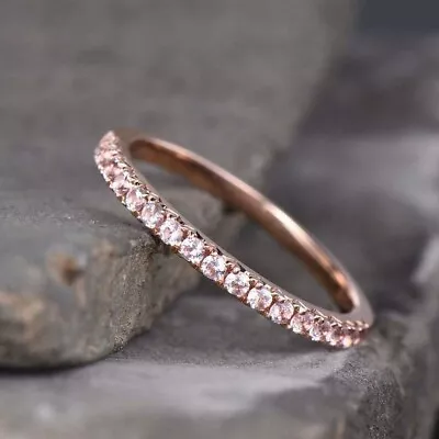 0.75 Round Natural Morganite Women's Band Daily Wear In 14k Rose Gold • $441.08