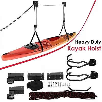 Kayak Hoist Pulley System Bike Lift Ceiling Garage Rack Storage Rack Canoe Rack • $56.99