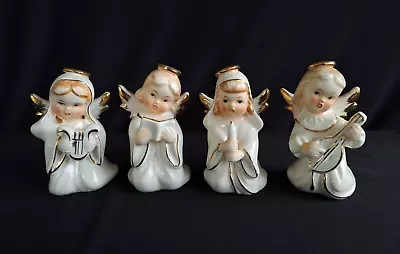 Vintage Porcelain Or Ceramic Angel Musician Figurines Set Of 4 • $18