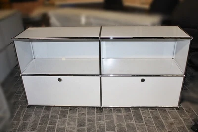 USM Haller Sideboard Shelf 4 Compartment 2 Flaps In Light Grey Organizer Bookshelf • £998.39