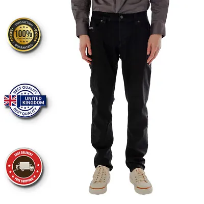 Men's Black Forest Tapered Fit Cotton Denim Jeans Very Stretch Casual Wear Pants • £10.99