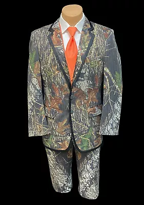 Boys Mossy Oak Camouflage Tuxedo With Flat Front Pants Wedding Prom Formal 16B  • $49.99