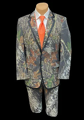 Men's Mossy Oak Camouflage Tuxedo With Flat Front Pants Wedding Prom 42R 35W • $89.99