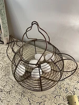 Teapot Shaped Handmade Brass Metal Wire Egg Basket Farm House Cottage House • $19.99