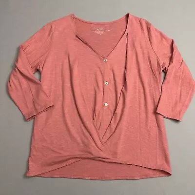 J Jill Pure Jill Womens Small S Rose Pink Cotton Cross Front Top Modal Rayon • $10.48