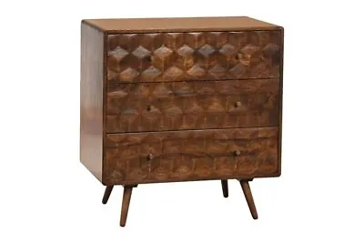 Solid Mango Wood Geo Chest Of Drawers New Indian Furniture  • £414.95