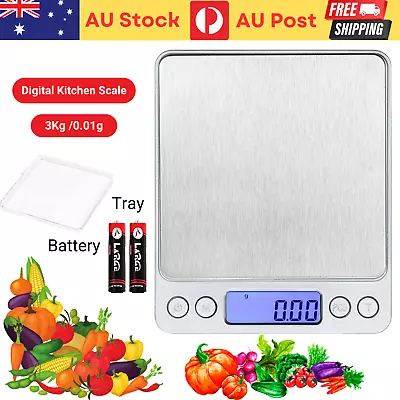 3kg/0.1g Kitchen Digital Scale LCD Electronic Balance Food Weight Postal Scales • $14.89