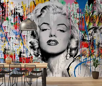 3D Marilyn Monroe Graffiti Wall Murals Wallpaper Murals Wall Sticker Wall 54 • $129.52