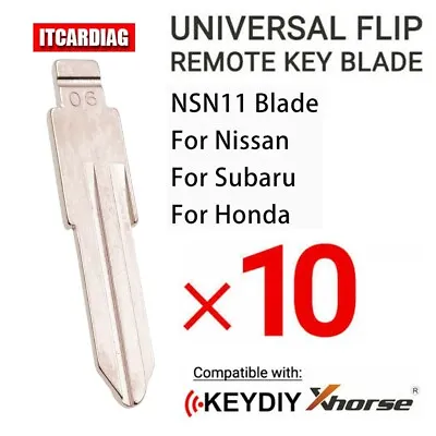 $9.99 • Buy 10pcs NSN11 Metal Blank Uncut Flip Remote Key Blade For Nissan Subaru Honda 