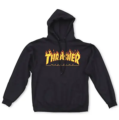 Thrasher Skateboard Magazine Hood Black Flame Print Austseller Hoody Sweater New • $105.87