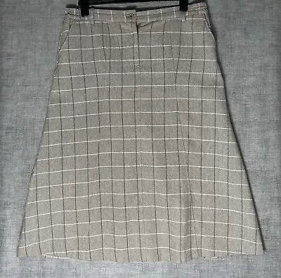 Cotton Traders Check Tweed Skirt Beige Size 16 Long  • £5