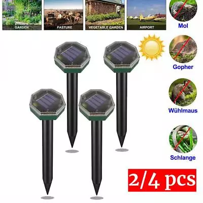 4/2PCS Mole Rat Repellent Solar Ultrasonic Repeller Spike Garden Pest Deterrent • £6.89