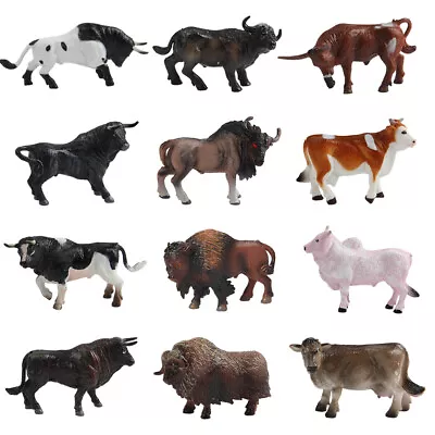 12pcs Cattle Figure Realistic Animal Model Decoration Learning Farm Cow Bull Toy • $12.99