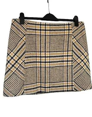 George Yellow Checked Wool Blend Skirt Size 16 • £3.74