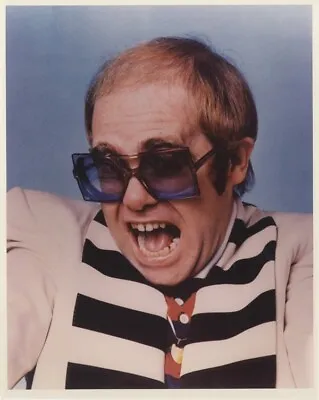 Elton John Wide Open Mouth Big Glasses Close Up Portrait Vintage 8x10 Photo • $24.99