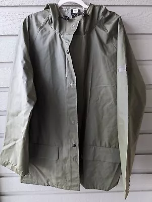 Helly Hansen Green Workwear Hooded PVC Waterproof Jacket Rain Coat Men's 2X XXL • $38.50