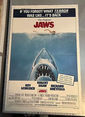 JAWS 1979 RE-RELEASE ORIGINAL ONE SHEET MOVIE POSTER 27x41 • $225.99
