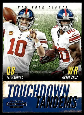 2013 Panini Contenders Eli Manning / Victor Cruz #8 Touchdown Tandems Giants • $2.99