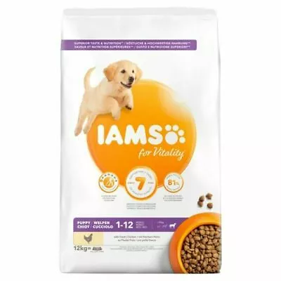 Iams Vitality Large Puppy Dry Dog Food With Fresh Chicken 12kg • £35.18