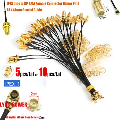 5/10pcs Drone IPEX IPX U.FL UFL Plug To RP SMA Female Pin Connector 1.13mm Cable • $22.32