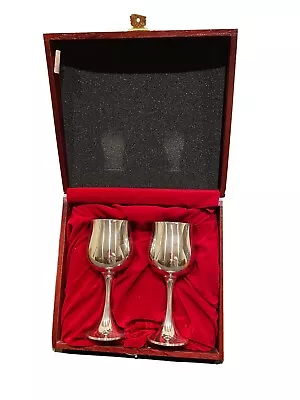 Royal Selangor Pewter Goblet Flutes Set Of 2 In Original Wooden Box • $85