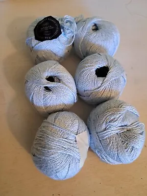 $12 • Buy 6 Skeins Lang Melina Vintage Cotton Yarn Light Blue