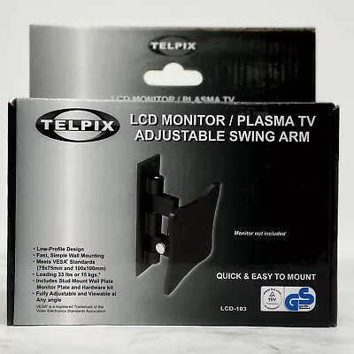 TELPIX LCD MONITOR / PLASMA TV Up To 33lbs Adjustable Swing Arm - Ships Same Day • $9.99