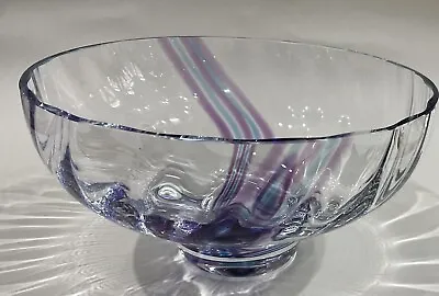Caithness Glass Bowl With Purple/Blue Swirl Pattern With Original Label • £5