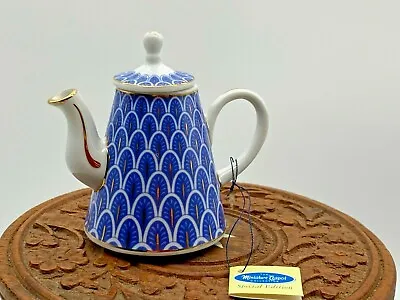 Porcelain Art Vintage Awesome Miniature Teapots Blue Gilded • £18.50