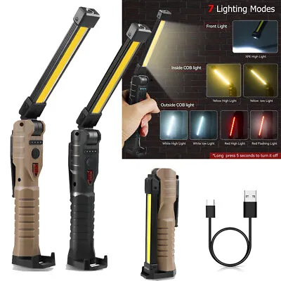 Rechargeable LED COB Work Light Mechanic Flashlight Lamp Magnetic Base 7 Modes • $7.59