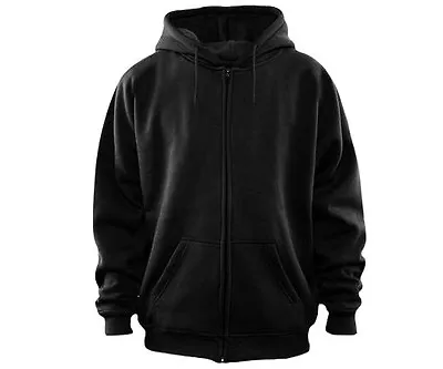 GENTS CLASSIC PLAIN BLACK ZIP UP HOODY Mens All Sizes Preppy Uni Style Warm New • £16.80