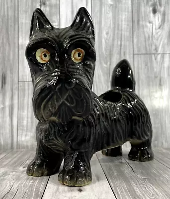 Vintage  Cute  Black Scottish Terrier Scotty Dog Ceramic Planter Made In Japan • $19.99