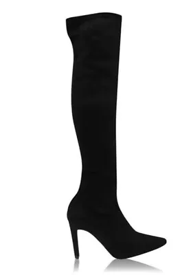 Karen Millen Ella Beau Knee High Heeled Boots Ladies Black Size UK 6 #REFBOXED • $86.37