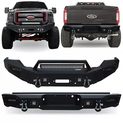 For 2011-2016 Ford F250/F350 New Front & Rear Bumper Black W/ D-Rings&LED Light • $1468.98