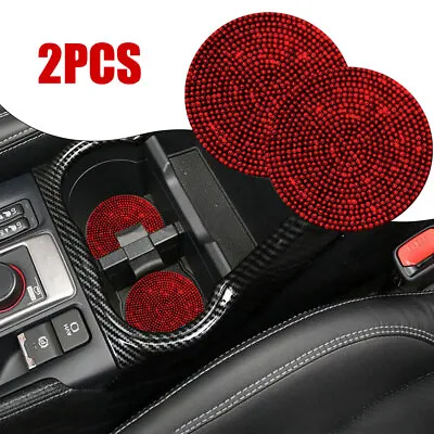 2Pcs Red Bling Car Cup Holder Insert Coaster Cup Mat Pad Accessories For Women • $7.81